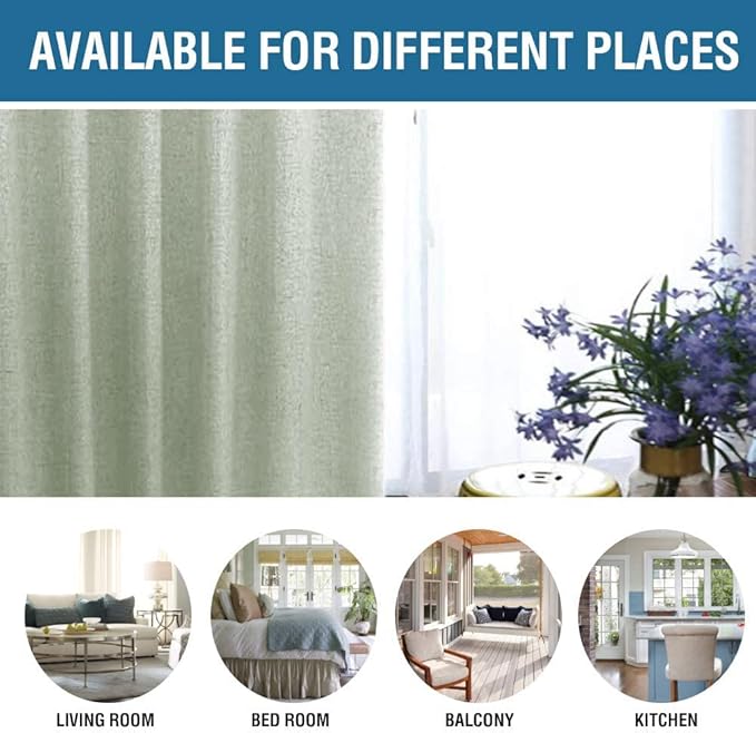 H.VERSAILTEX 100% Blackout Curtains for Bedroom 108 Inches Long Grommet Linen Face Full Light Blocking Curtain Drapes for Living Room Thermal Linen Look Curtains 2 Panels Set, 52" W x 108" L, Sage