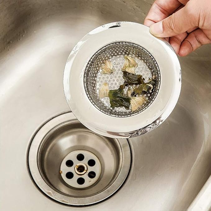 4.5 Inch Diameter Rim Heavy Duty Stainless Steel Kitchen Sink Basket Strainer, Large (Pack of 2)