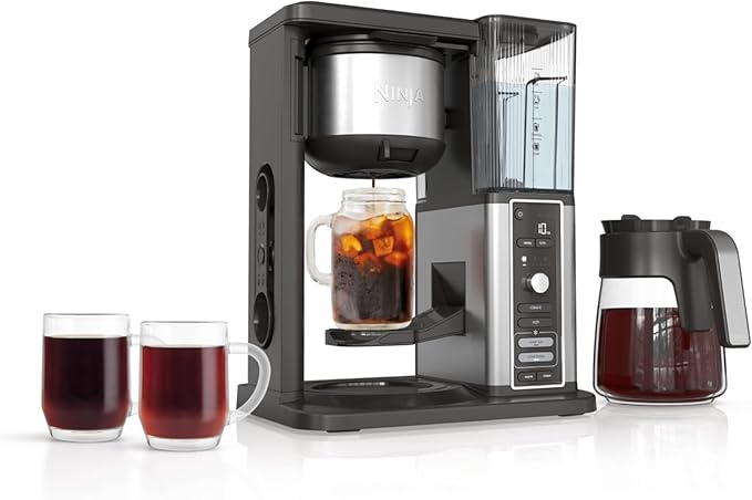 Ninja CM371 Hot & Iced XL Coffee Maker with Rapid Cold Brew, 4 Brew Styles, 8 Sizes Small Cup to Travel Mug, Single-Serve and 12-Cup Carafe, Permanent Filter, Removable Reservoir, Black (Renewed)