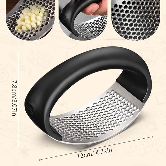 Garlic Press Rocker - 2024 NEW Stainless Steel Garlic Mincer Garlic Crusher with Peeler, New Innovative Garlic Chopper with Peeler and Scraper for Smash Garlic (Gray 2pcs)