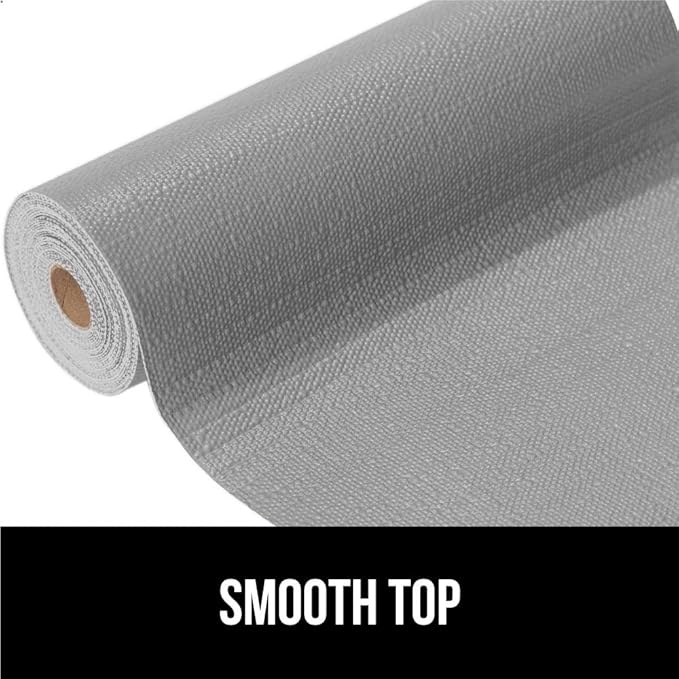 GORILLA GRIP Slip Resistant Drawer and Shelf Liner 2 Pack, Non Adhesive Water Resistant, Easy Clean and Trim, Smooth Surface Liners for Kitchen Cabinet Shelves Drawers Pantry 12 IN x 10 FT, Light Gray