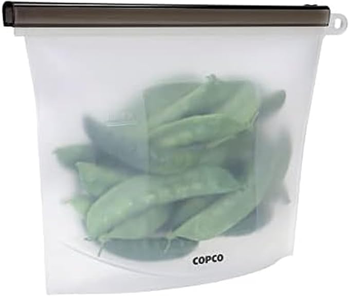 Copco Silicone Food Grade Reusable Storage Bag, Clear (Medium), Reduce Single-Use Plastic, Air-Tight, Leakproof, Dishwasher-Safe, Eco-friendly, 33.8 Ounce, Clear