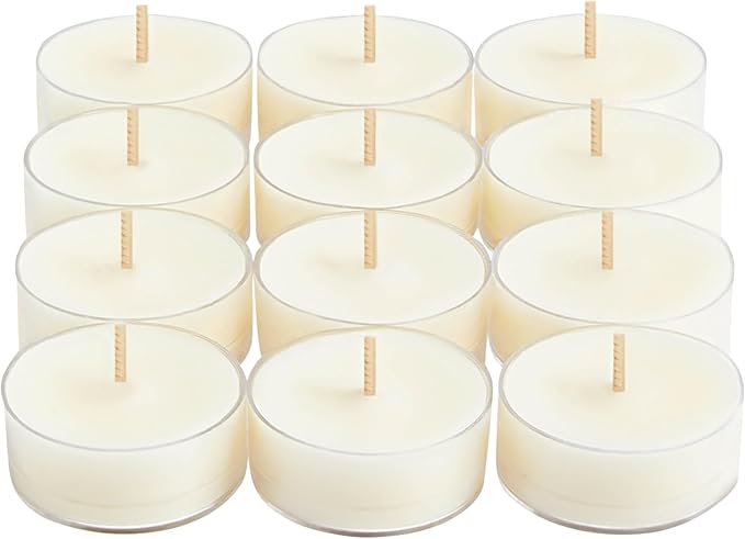 PartyLite Set of 12 Tea Lights Candles, Creamy Coconut Milk with Orange Flower Scent, Aromatherapy Scented Candles Gift Set, Up to 4 to 6 Hours Burn Time