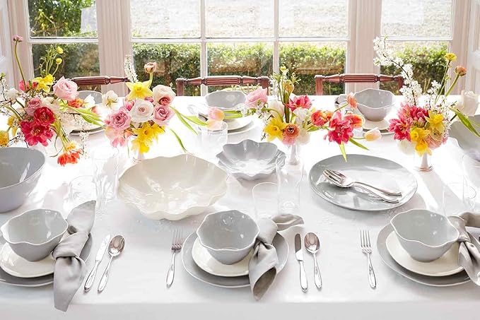 Portmeirion Sophie Conran Floret Salad Server Set | 2-Piece Flatware Serving Utensil Set | 10-Inch | Stainless Steel | Mixing Fork and Spoon | Kitchen Cooking Utensil | Dishwasher Safe