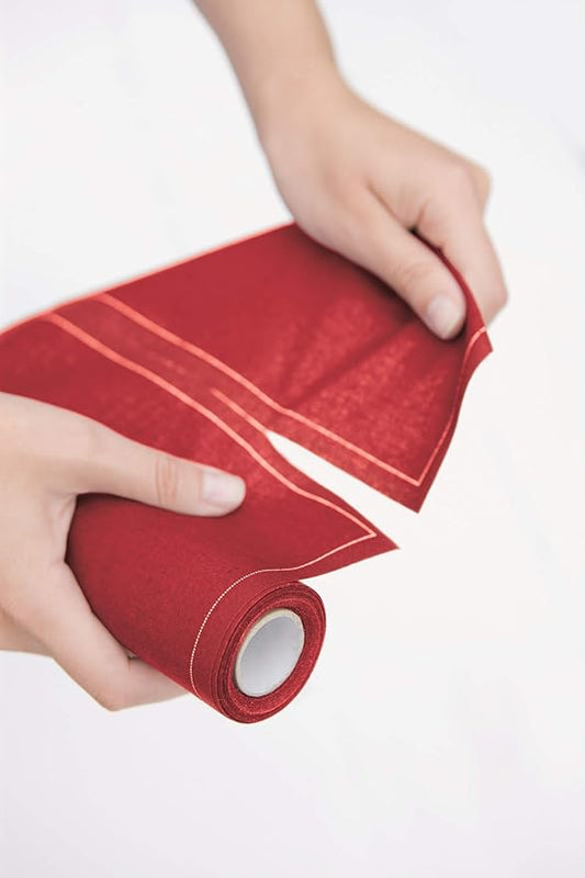 MY DRAP Cocktail Napkins, Reusable Cotton Napkins Roll 4.5 x 4.5 in (100 Napkins, Lipstick Red)