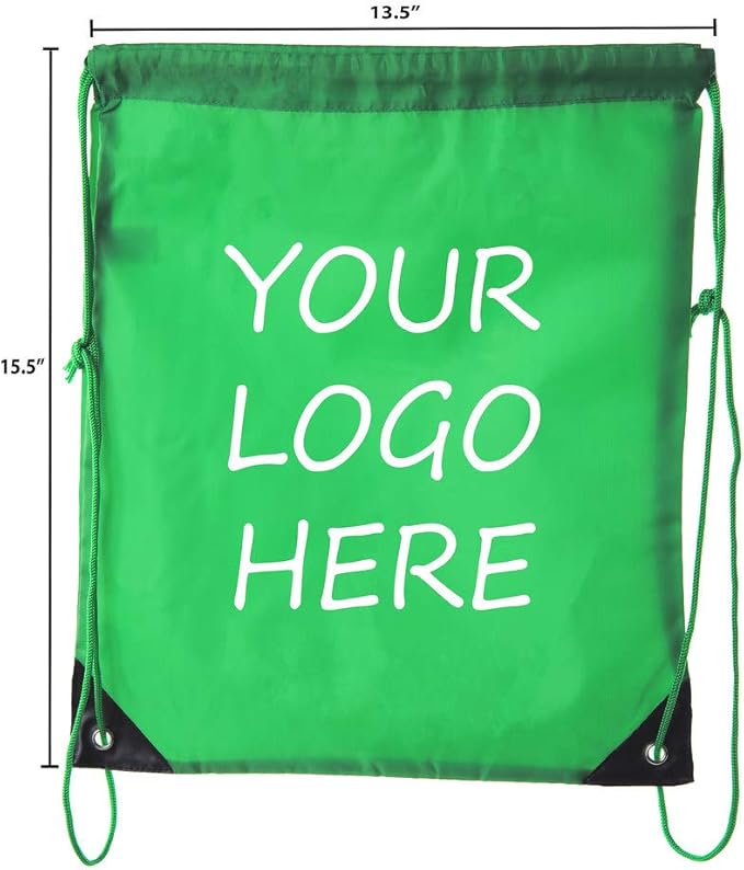 Mato & Hash Custom Bags With Your Logo | 100PK Promotional Drawstring Backpack - 100PK Forest Green CE2500
