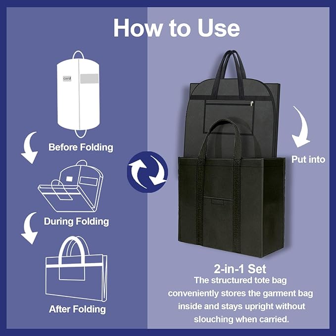 Large Heavy Duty Garment Bags for Hanging Clothes, Clothing Storage with Zippered Design, Breathable Garment Bags for Travel, Long Garment Bags for Dresses and Suits, Hanging Garment Bags for Closet