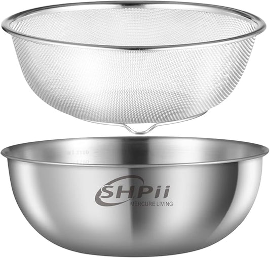 Thickened Stainless Steel Drainage Basket Set Kitchen Multifunctional Rustproof Strainer Durable Oil Drainage Dishwashing Basket(7.87inch)