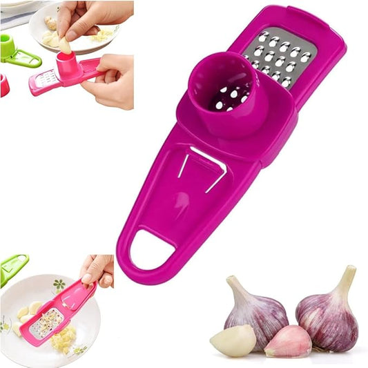 Garlic Grinder - Hand Grinder for Garlic, 2024 New Hand Press Garlic Chopper, Hand Pepper Grinder, Easy and Fast Stainless Steel Garlic Press for Home Daily Use (Red)