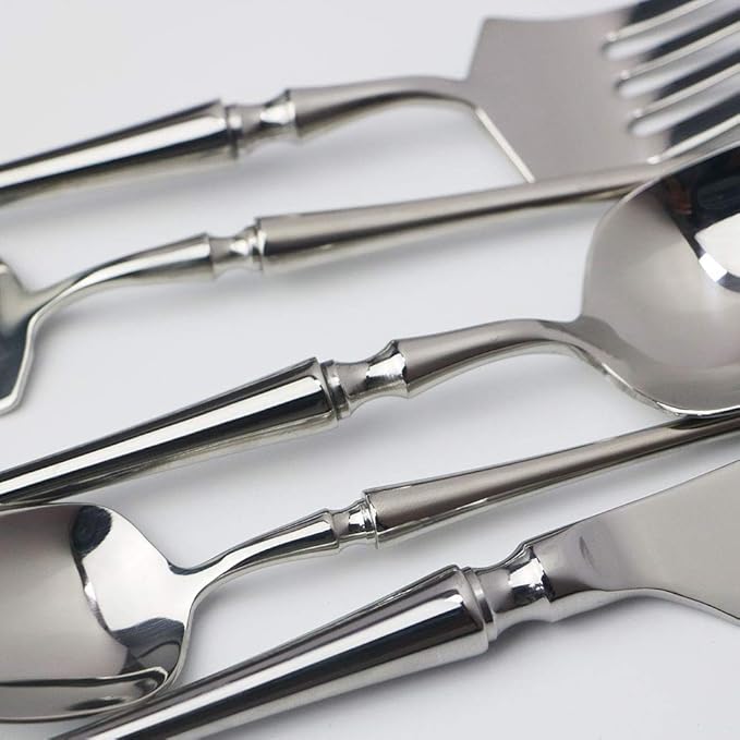 JASHII 20-piece 18/10 Stainless Steel Silver Flatware/Cutlery/Tableware Set Service for 4 Person, Include Knife/Fork/Spoon, Mirror Polished (Silver)