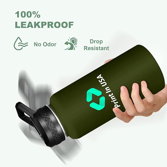 Personalized Custom Print in USA Water Bottle 50Pcs 32oz Stainless Steel Double Wall Coffee Cup with Lid & Straw Insulated Tumbler with Colorful Text Logo Photo