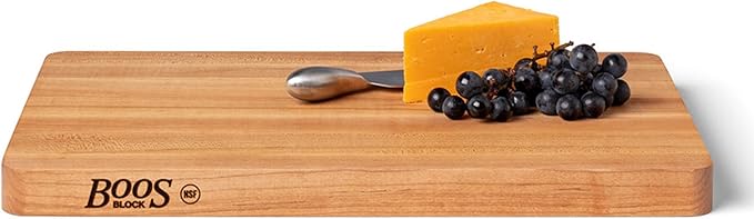 John Boos Chop-N-Slice Series Rectangular Wooden Maple Cutting Board 18”x12” – 1.25” Thick, 8-lb Reversible Butcher Block with Eased Corners & Edge-Grain – Made in the USA