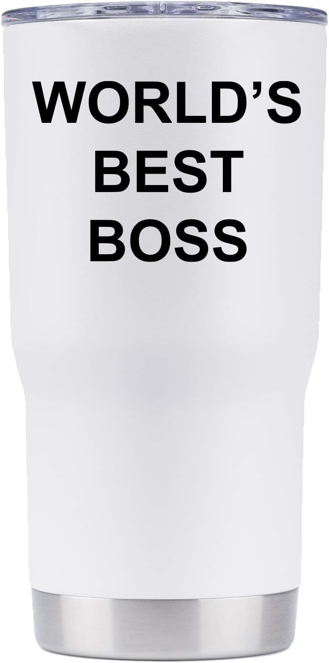 GTS Gametime Sidekicks Worlds Best Boss Stainless Steel Drinkware (20oz White)