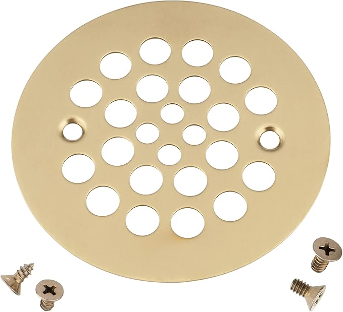Artiwell 4-1/4“ Shower Strainer Drain Trim Set, Screw-in Shower Strainer Drain Cover, Plastic-Oddities Style Replacement Strainer Grid, Machine & Self-Tapping Screws Included (Champagne Bronze)