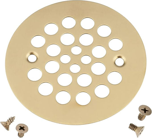 Artiwell 4-1/4“ Shower Strainer Drain Trim Set, Screw-in Shower Strainer Drain Cover, Plastic-Oddities Style Replacement Strainer Grid, Machine & Self-Tapping Screws Included (Champagne Bronze)