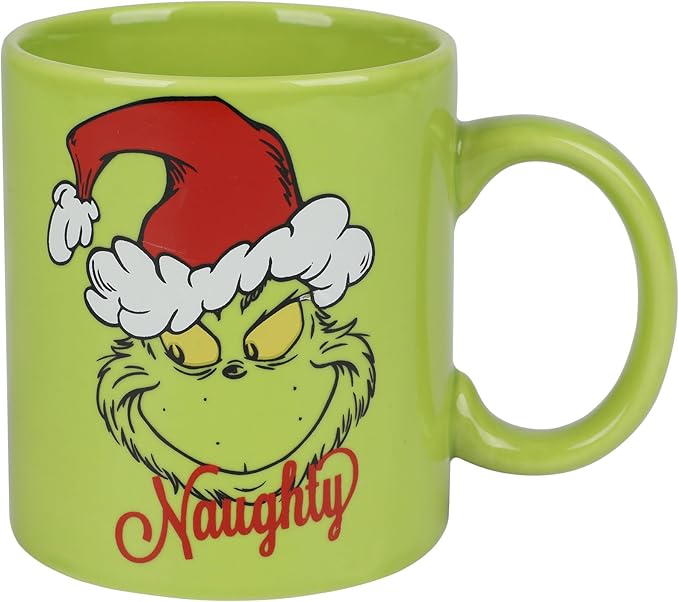 Bioworld The Grinch Feelin' Grinchy and Naughty or Nice 2-Pack 16 Oz Ceramic Mug Set