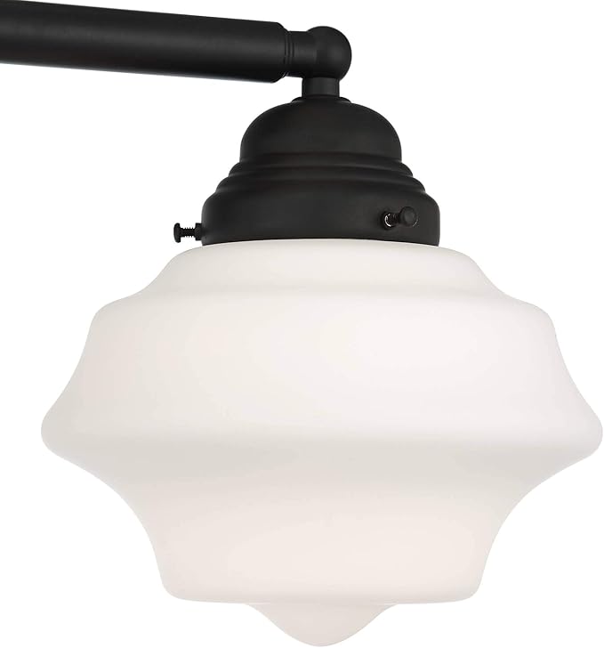 Possini Euro Design Astrid Modern Wall Light Black Metal Hardwired 27 1/4" 3-Light Fixture Opal White Glass Shade for Bedroom Bedside Bathroom Vanity Living Room Hallway Dining House Home Kitchen