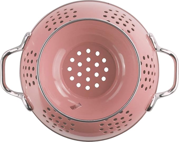 Calypso Basics by Reston Lloyd Enameled Colander & Vegetable Strainer, 5 Quart, Pink