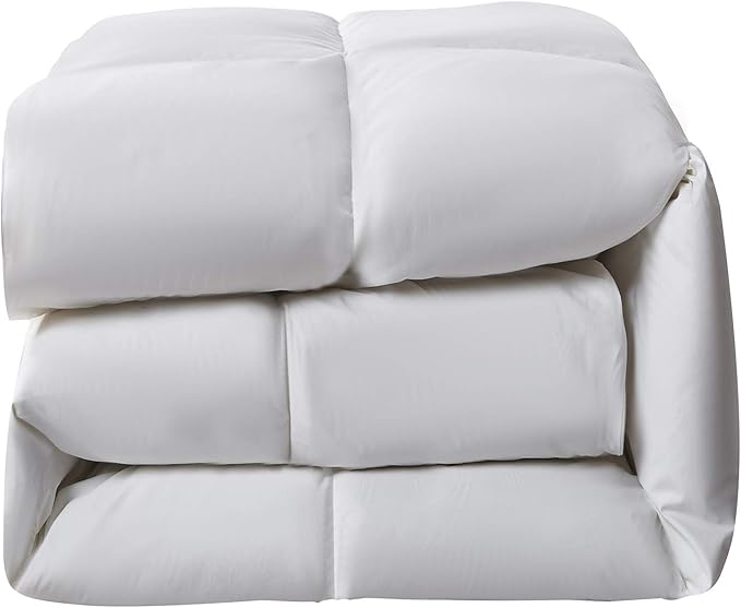 Serta Down Fiber Comforter King Size-Extra Warmth Duvet Insert, Luxury Fluffy Bed Comforter 100% Cotton 300 Thread Count Shell, Down Feather Fiber 500 Fill Power with Corner Taps, White 106x90inch