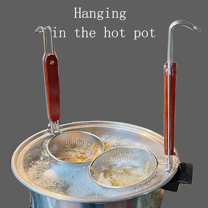 Micro-Perforated Stainless Steel Pasta Strainer With handle, Food Dumpling Noodle Strainer,Straining Noodles Pasta Basket 2 PCS(Dia 5.5inch)