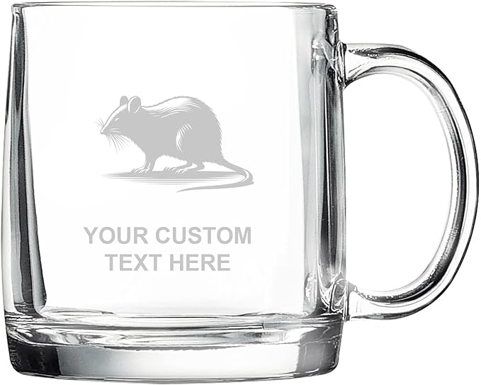 Mouse, Personalized 12.5 oz Polar Camel Glass Coffee Desk Mug – Custom Laser Engraved Clear Cup for Tea, Espresso, Latte, Whiskey - Microwave Safe/Made in USA