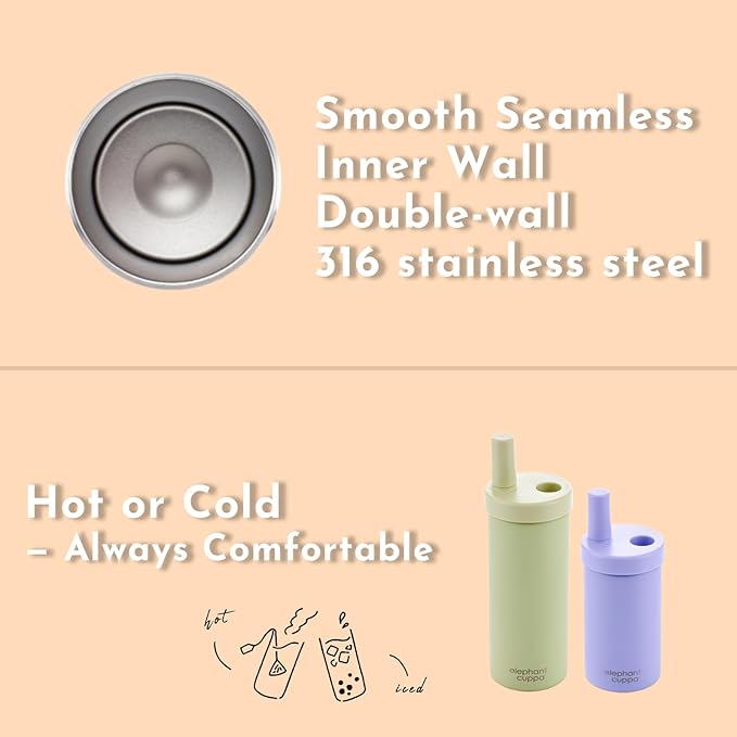 24 oz Insulated Tumbler S – Green | Leak-Proof SUS316 Steel with 2 Straws + Silicone Carry Strap – Apricot | Reusable Water Bottle for Travel, School, Outdoors