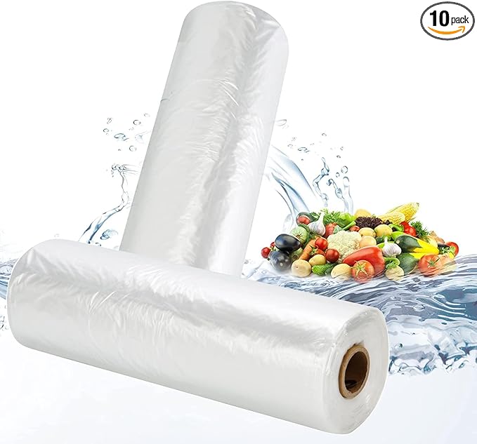 14x20 Plastic Produce Bags on a Roll - Clear Plastic Bags for Food, Vegetable, Fruits, Bread, Pet Bags and Grocery Clear Bag- 350 Bags/roll (10 Rolls), FBA-PB1420-10-US