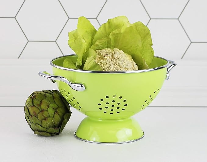 Calypso Basics by Reston Lloyd Powder Coated Enameled Colander, 3 Quart, Lime