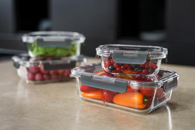 Zyliss E981064 640ml Glass Container, Shatter Resistant Glass, Airtight Food Storage Box with Sealable Lid, Microwave Safe, BPA Free, Freezer Safe, Fridge Storage, Food Container, 18cm x 14cm x 6cm