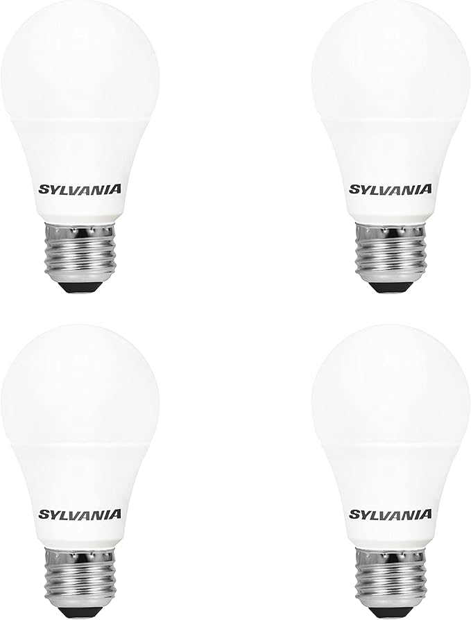 LEDVANCE Sylvania LED Light Bulb, 60W Equivalent A19, Efficient 8.5W, Medium Base, Frosted Finish, 800 Lumens, Bright White - 4 Pack (79704)