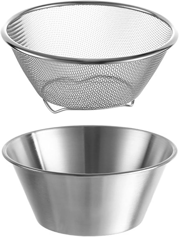 Berry Baskets, Mini Strainer with Bowl, Stainless Steel Can Colander Small Container for Berries, Strawberry, Grape, Cherry, Dishwasher Safe
