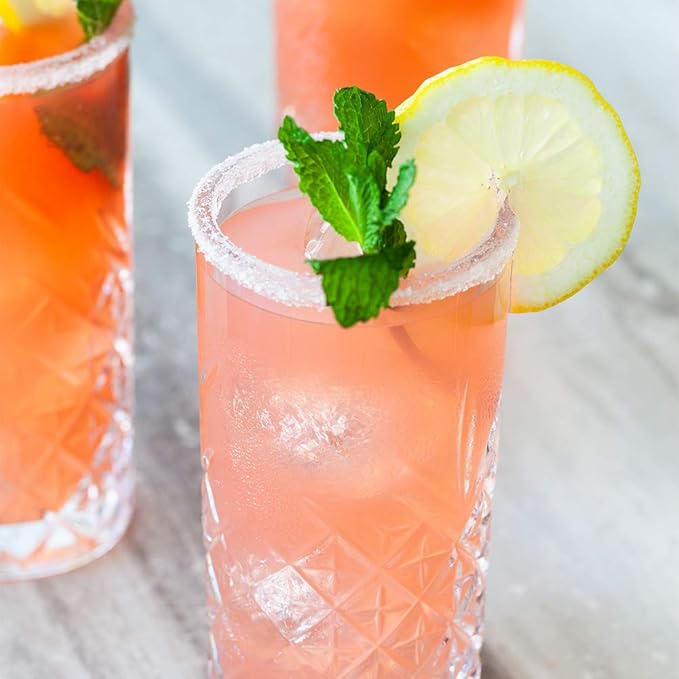 Restaurantware Timeless 10 Ounce Highball Glasses Set of 6 Etched Drinking Glasses - Dishwasher-Safe Chip-Resistant Clear Glass Water Glasses Lead-Free For Juices Or Cocktails
