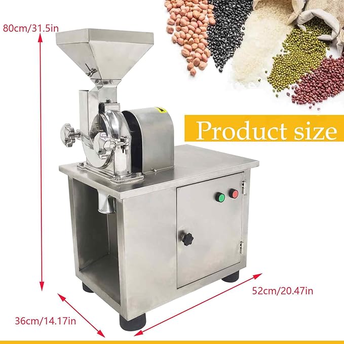 110V Commercial Electric Grain Grinder Machine, Stainless Steel 1100W High-Speed Universal Pulverizer with a 10-Mesh Sieve, for Chemical, Food, Soybean, Peanut, Coffee Grinding