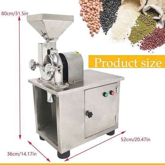 110V Commercial Electric Grain Grinder Machine, Stainless Steel 1100W High-Speed Universal Pulverizer with a 10-Mesh Sieve, for Chemical, Food, Soybean, Peanut, Coffee Grinding