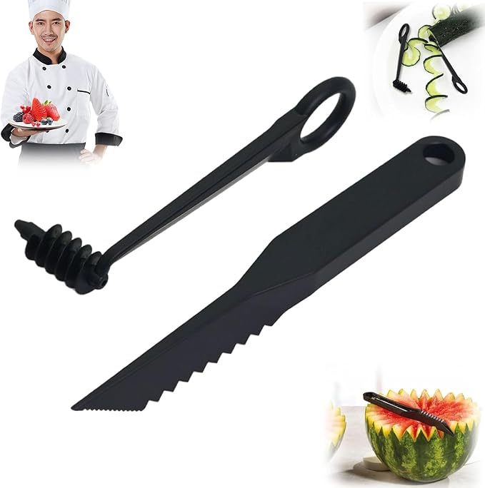 Kitchen Spiral Cutter and V-Shaped Tools, Spiral Potato Slicer Knife Vegetable Spiralizer Manual Screw Peelers Kitchen Gadgets for Fruit Cucumber Potato Carrot
