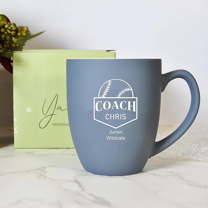 Personalized Coach Gifts for Men, 16oz Custom Engraved Coffee Mug, Soccer Football Softball Volleyball Coach Gifts Wrestling Gymnastics Coach Gift