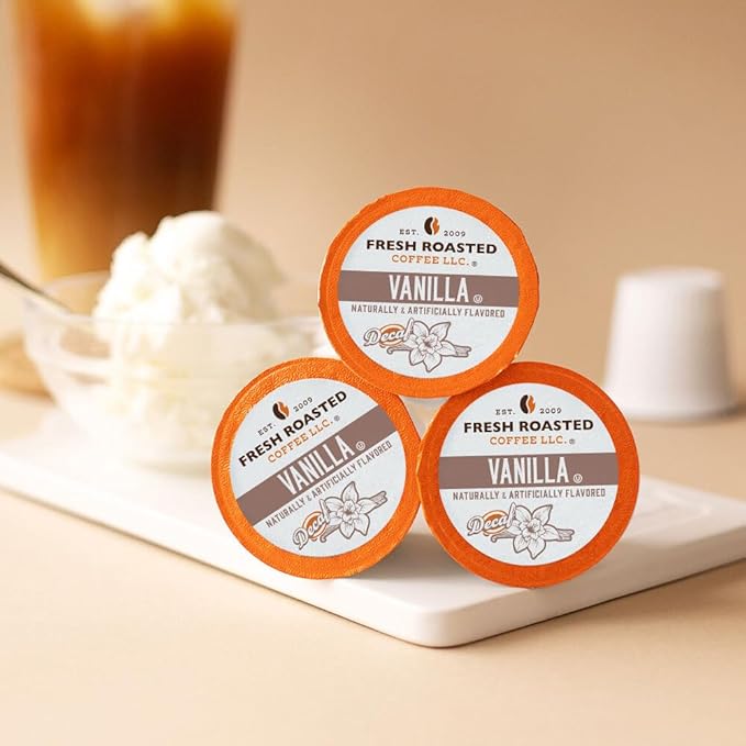 Fresh Roasted Coffee, Decaf Vanilla, Flavored Coffee Pods, K-Cup Compatible, 24 Count
