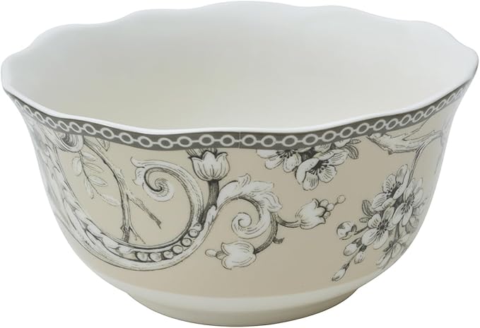 222 Fifth Adelaide 16-Piece Traditional Antique White Porcelain Dinnerware Set – Service for 4, Romantic Bird & Floral Design, for Everyday Dining & Entertainment, Microwave & Dishwasher Safe
