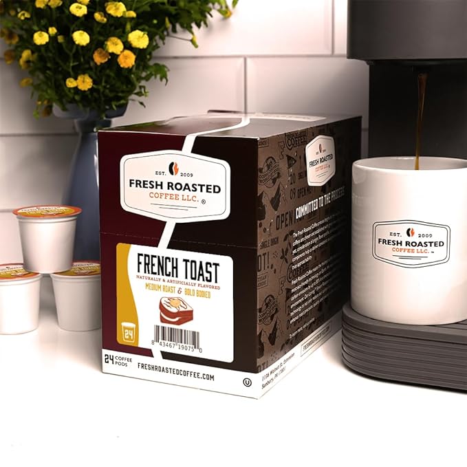 Fresh Roasted Coffee, French Toast, Flavored Coffee Pods, K-Cup Compatible, 24 Count