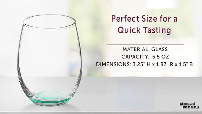 DISCOUNT PROMOS Stemless Wine Glasses by ARC 5.5 oz. Set of 12, Bulk Pack - Perfect for Hotel, Bar, Restaurant or Lounge - Green