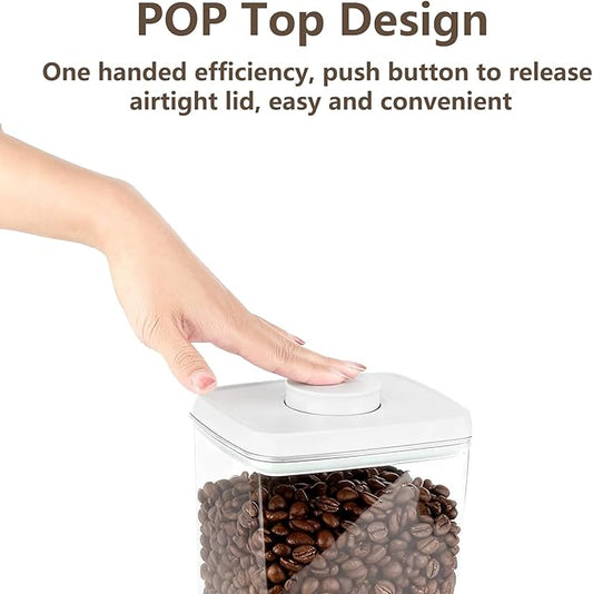 Pop Food Storage Containers Set Airtight Food Storage Containers with Pop Lids, Kitchen Pantry Organization and Storage, Cereal, Rice, Flour, Pasta & Snack Container, BPA Free, 3 x 1.2Qt