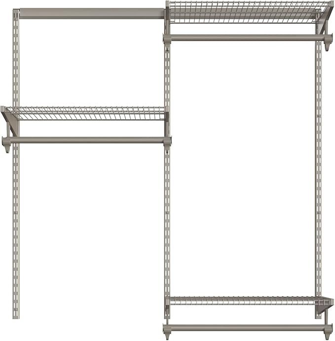 Closet Culture by Knape & Vogt Culture 4 Ft. Steel Closet Organization System with, 3 Champagne Nickel Wire Shelves