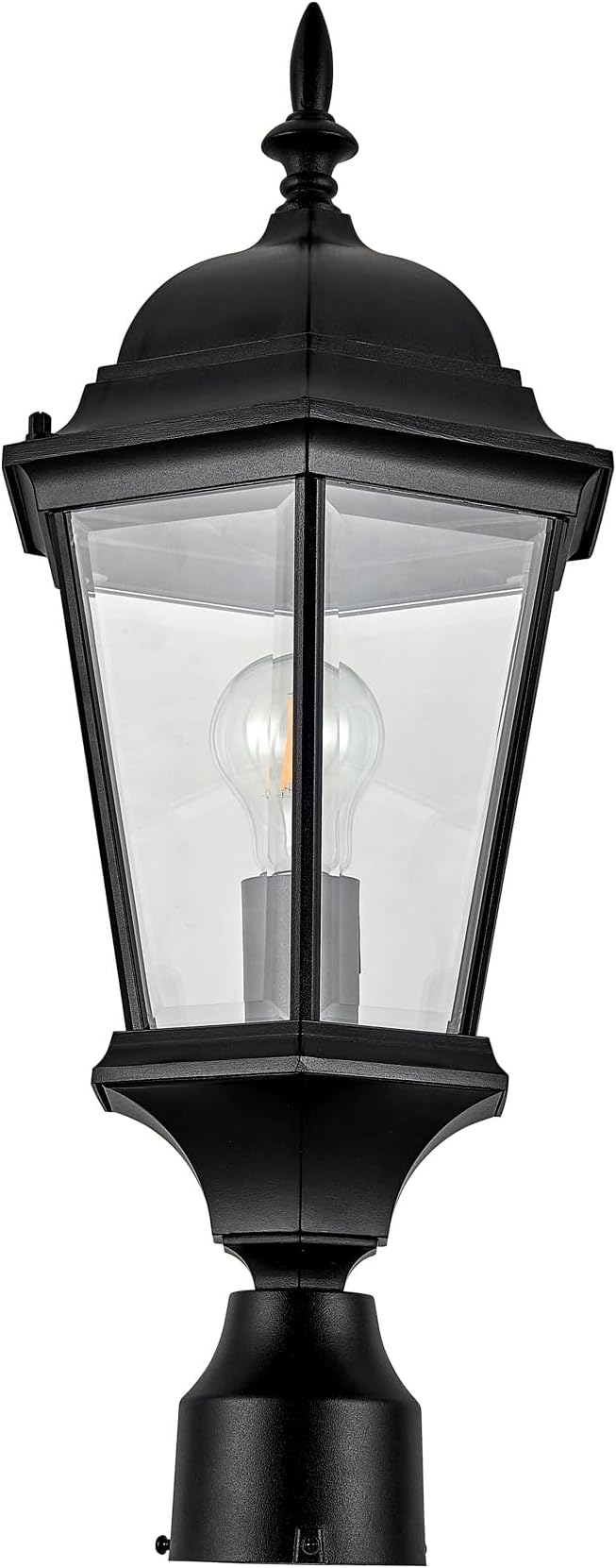 Design House 589192-TBK Traditional Oak Creek Outdoor Post Top Light with Clear Glass for Driveways and Porches, Textured Black