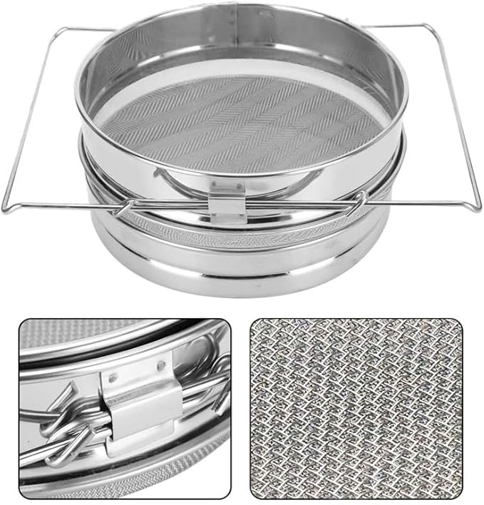 Stainless Steel Honey Strainer, Double Sieve Honey Filter Bee Keeping Equipment Filter Honey Extractor Equipment for 5 Gallon Bucket Honey