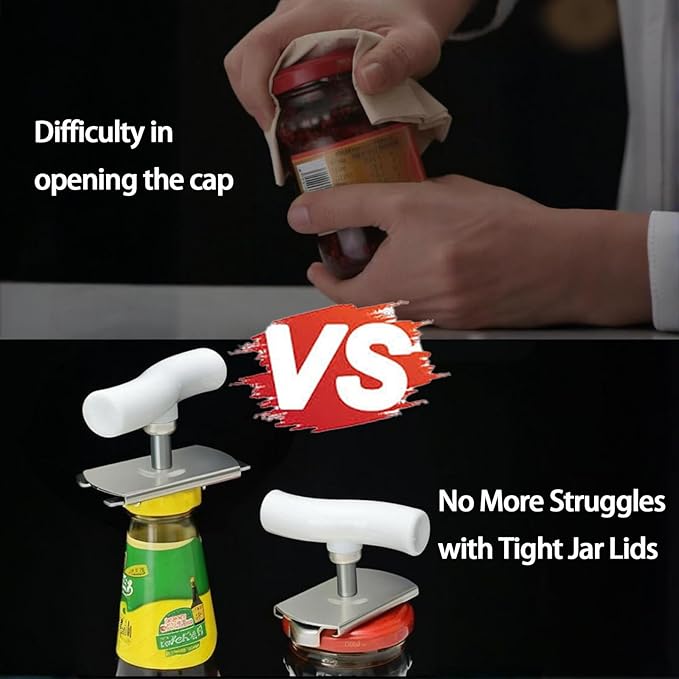 Jar Opener for Weak Hands, Manual Twist to Open Can Opener, Adjustable Stainless Steel Lid Loosener, Gripper Tight Top Remover for Seniors, Arthritis, Kitchen Loosener Gadgets