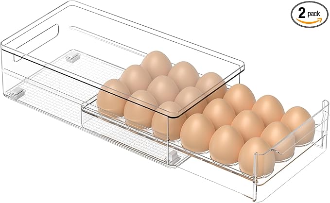 Acrylic Egg Box Transparent 18 and 36 Pack Storage for Refrigerator Kitchen Storage Size: 13.3 * 4.7 * 3.9 inches (2 pack)