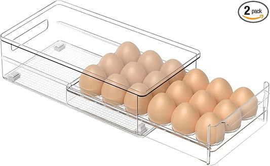 Acrylic Egg Box Transparent 18 and 36 Pack Storage for Refrigerator Kitchen Storage Size: 13.3 * 4.7 * 3.9 inches (2 pack)