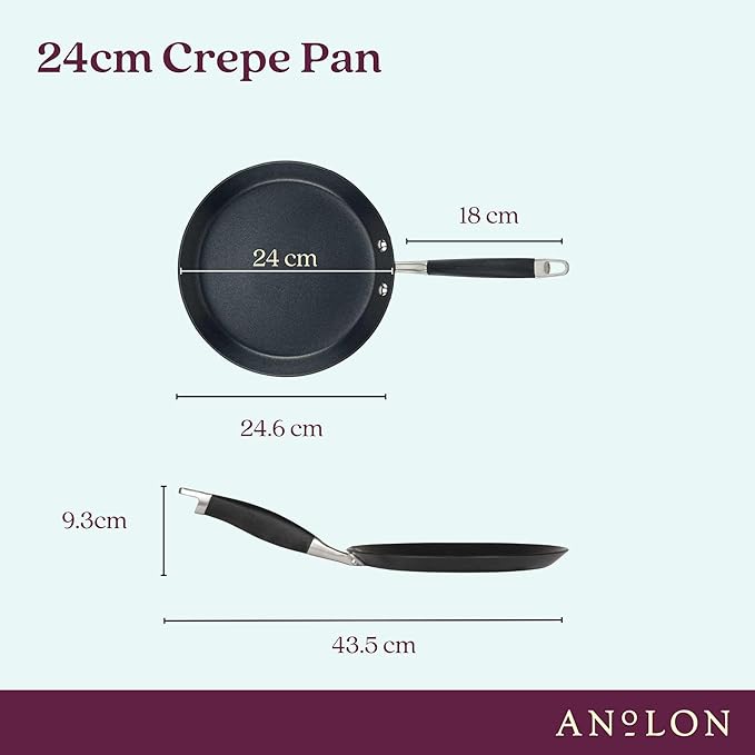 Anolon Advanced Home Hard Anodized Nonstick Crepe Pan, 9.5 Inch, Onyx