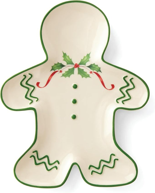 Lenox Dinnerware Set, Holiday Gingerbread Man Accent Plate, Service for 1, 8 Inch Porcelain Plate Perfect for Christmas Hosting, Dishwasher Safe, Christmas Decor, Gingerbread Man (Multicolor, 1 Piece)