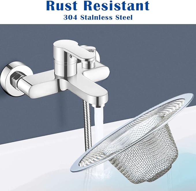 2 Pcs Heavy Duty Stainless Steel Slop Basket Filter Trap, 3.54" Top / 1.65" Mesh Metal Sink Strainer, Perfect for Kitchen Sink/Bathroom Bathtub RV Wash Basin Floor Drain Balcony Drain Hole